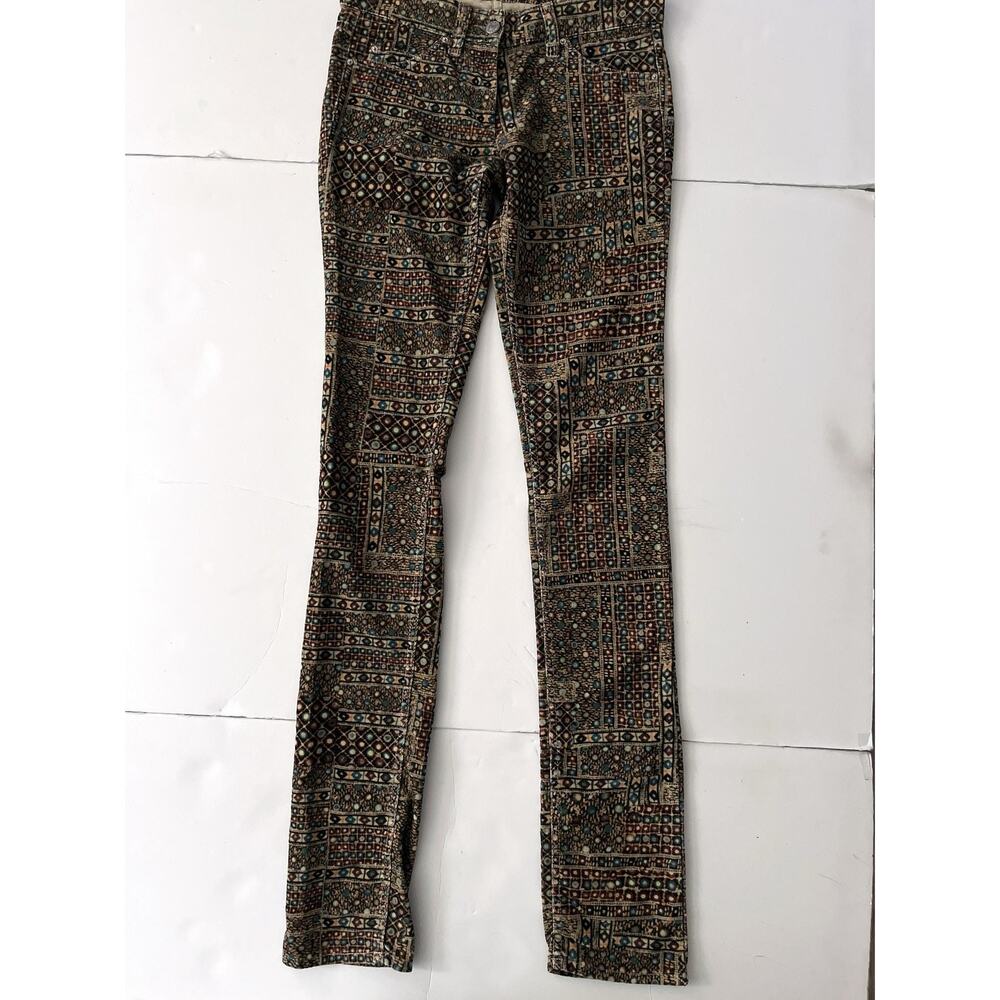 Isabel Marant Étoile Pants Womens 34 Multicolor Corduroy Skinny Boho Print
